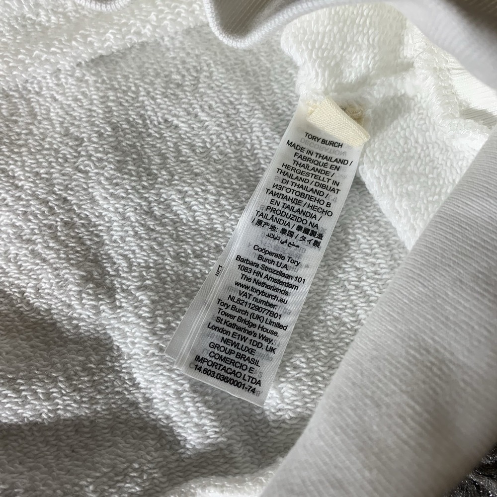 Tory Burch White Polo Sweatshirt with‎ Green and Blue Accents - Picture 8 of 9